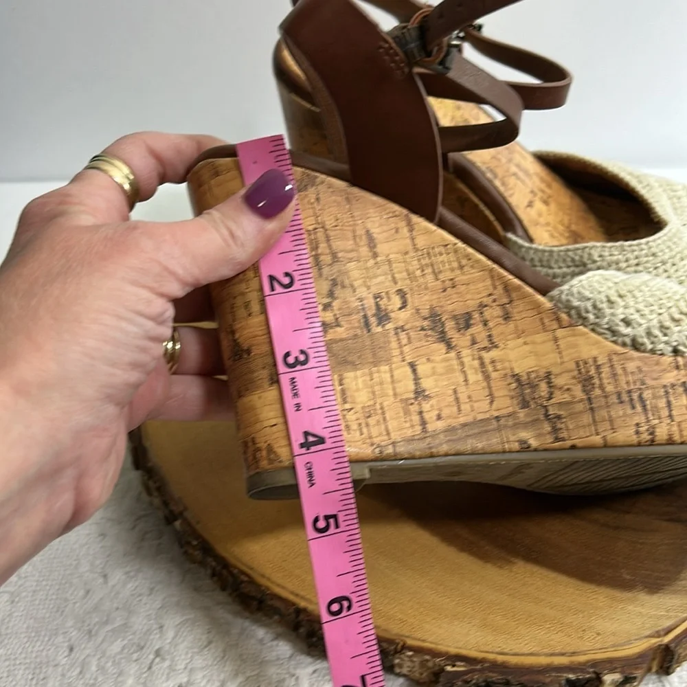 Altar'd State Cream & Brown Cork Wedge Sandals